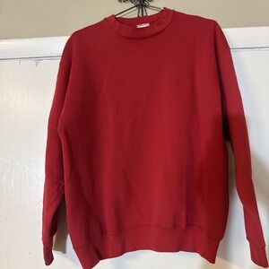 Vintage 80s Tultex Blank Red Crewneck Sweatshirt Adult Large USA